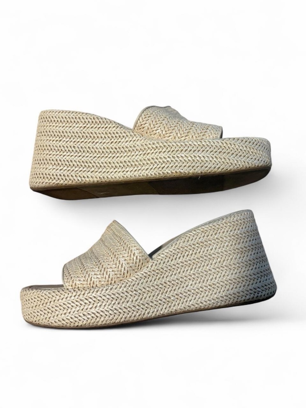 Madden Girl Women’s Cream Woven Platform Sandals